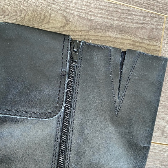 Hush Puppies waterproof black leather wedge heeled tall boots - Picture 9 of 16